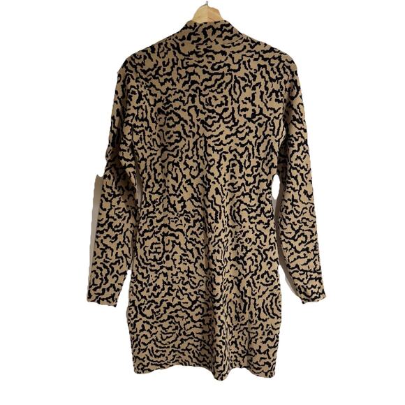 FRAME Mockneck Mini Sweater Dress Women Small Long Sleeve Bodycon Animal Print - Picture 7 of 8